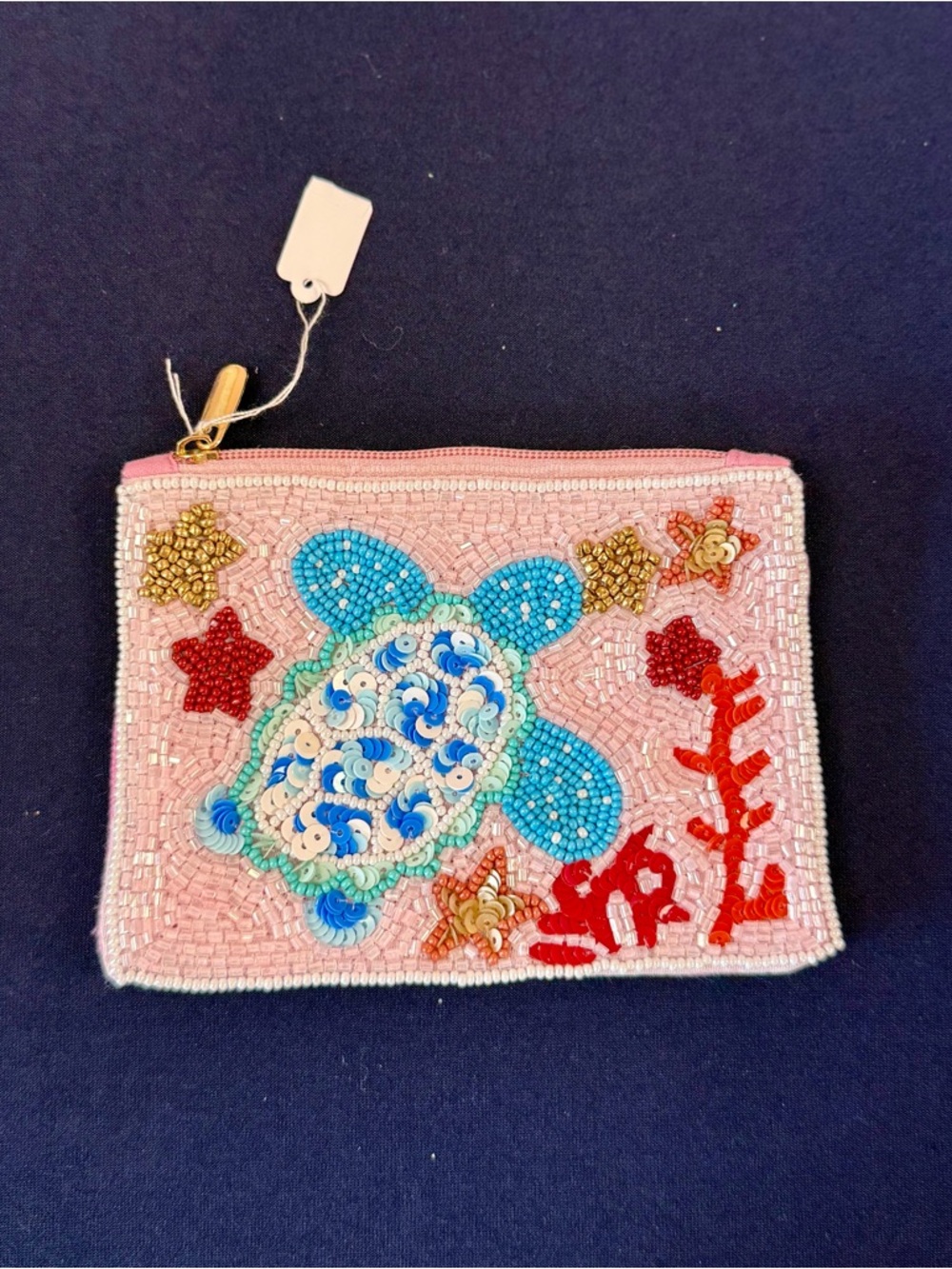 Beaded Sea Turtle Coin Pouch